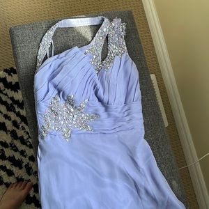 Floor length purple dress